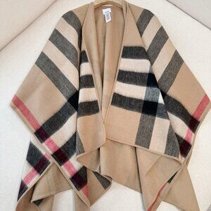 Burberry Reversible Wool Checkered Cape Shawl